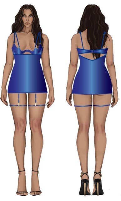 Yasmine Shimmer Garter Chemise Set