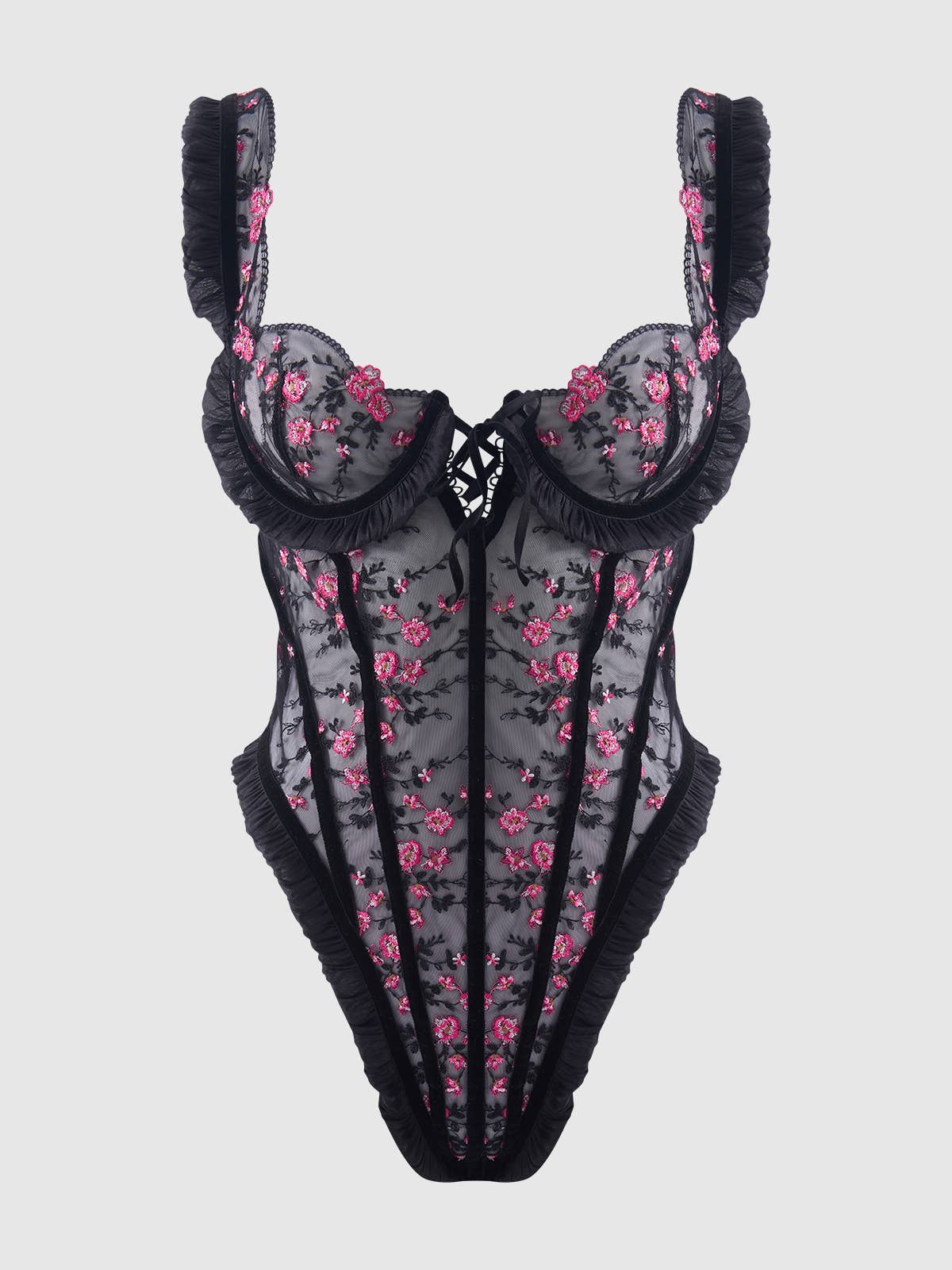 Harper Embroidered Mesh Teddy