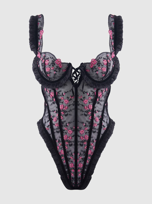 Harper Embroidered Mesh Teddy