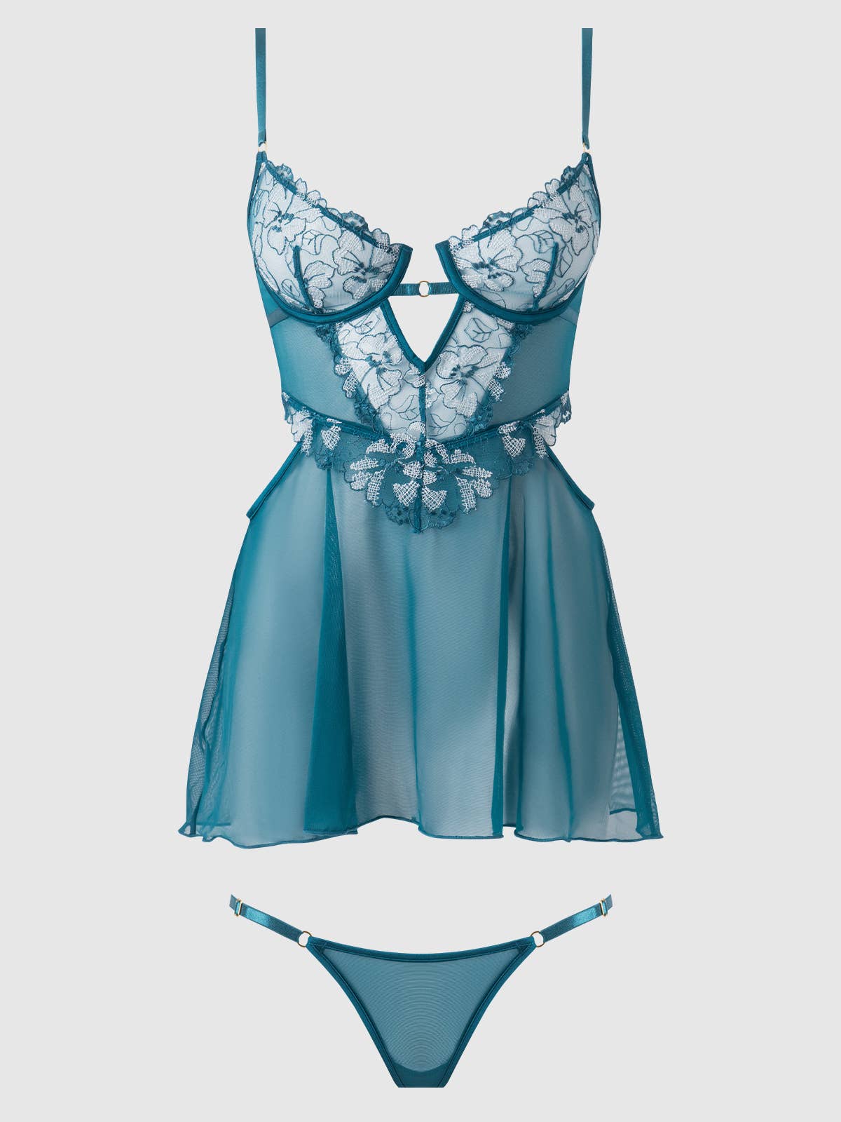 Nova Blacklight Lace Babydoll Set