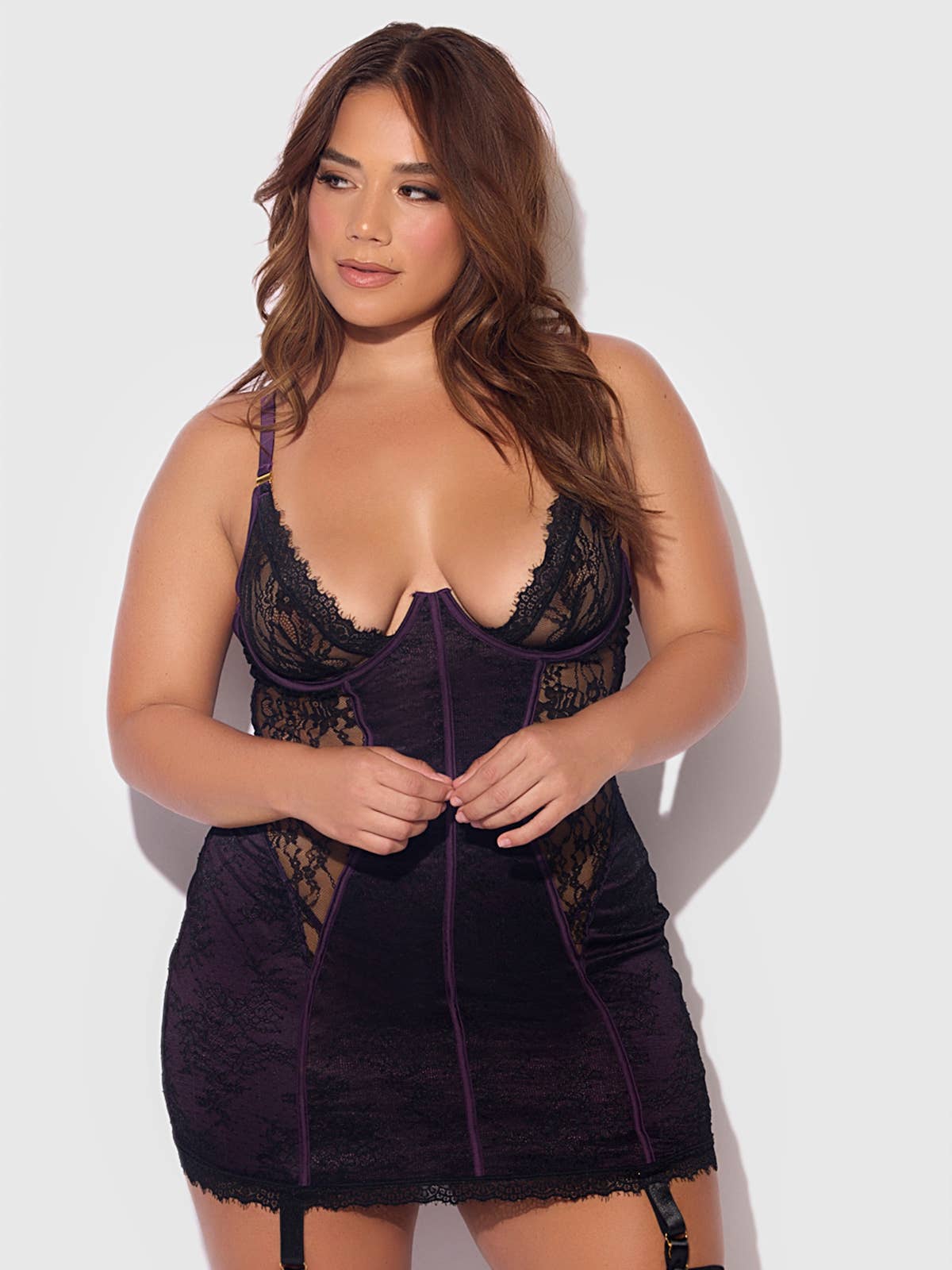 Jocelyn Lace & Satin Chemise Set