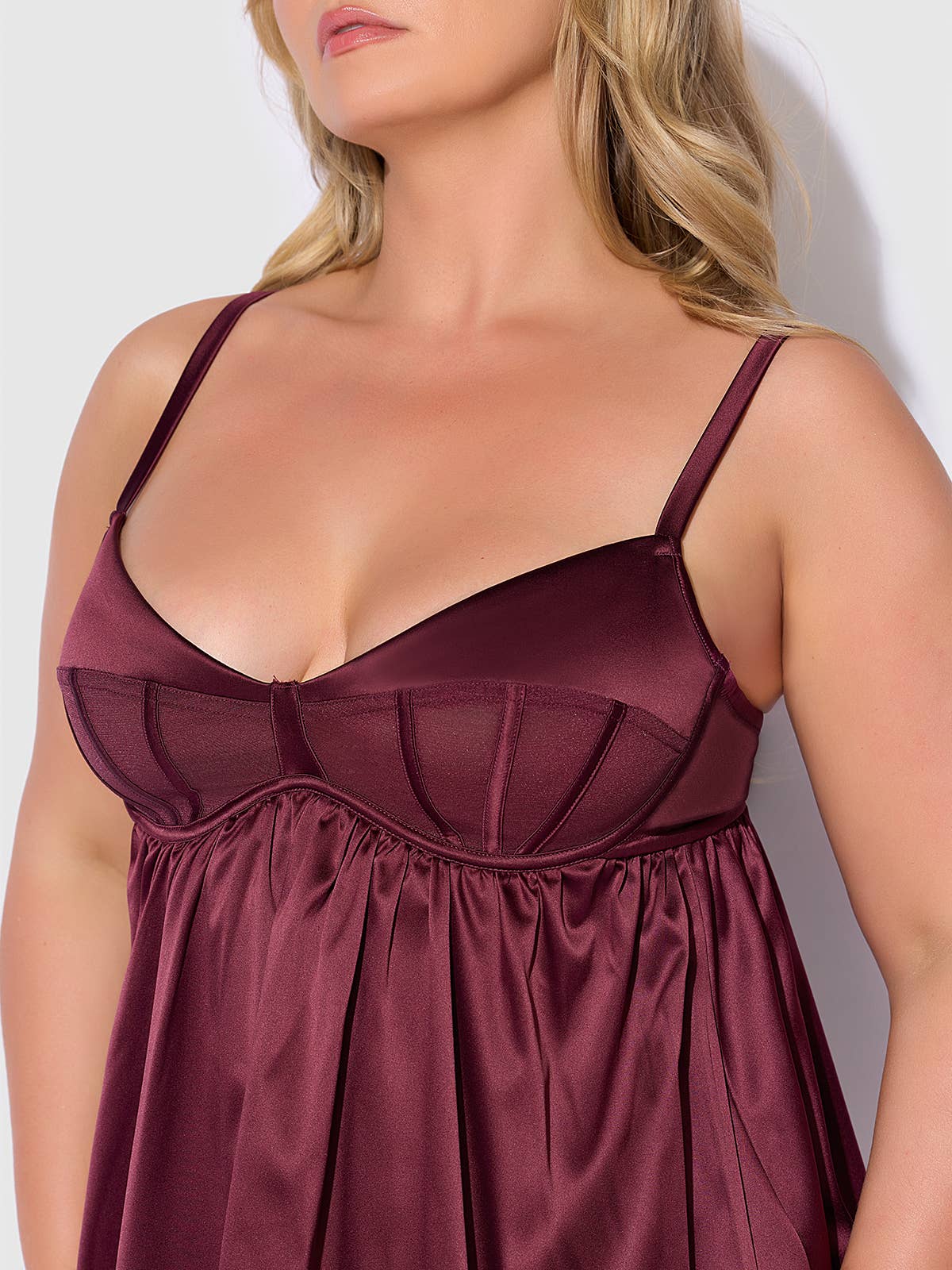 Brigeta Satin & Mesh Babydoll Set