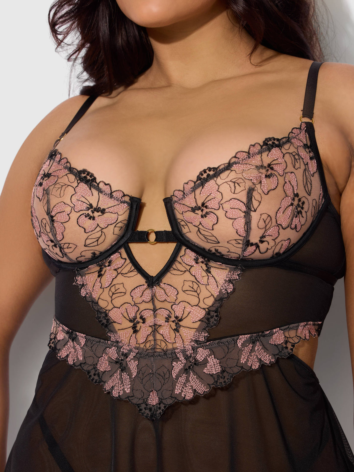 Nova Blacklight Lace Babydoll Set