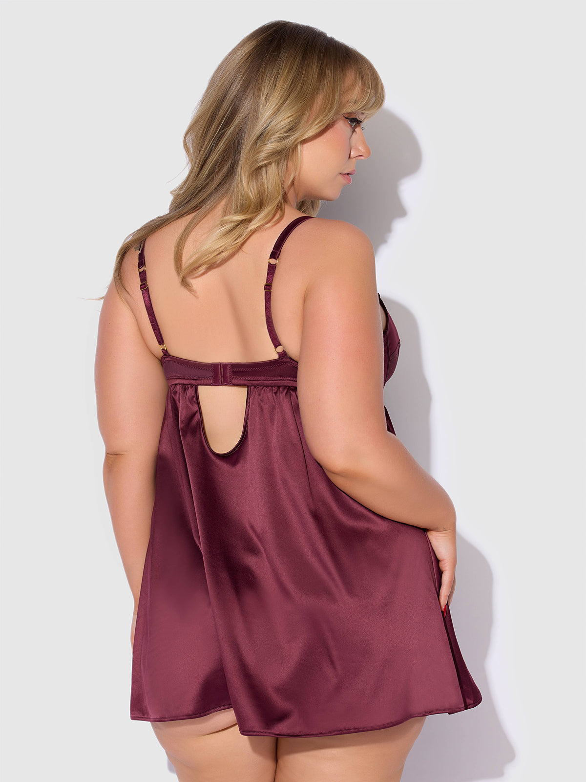 Brigeta Satin & Mesh Babydoll Set