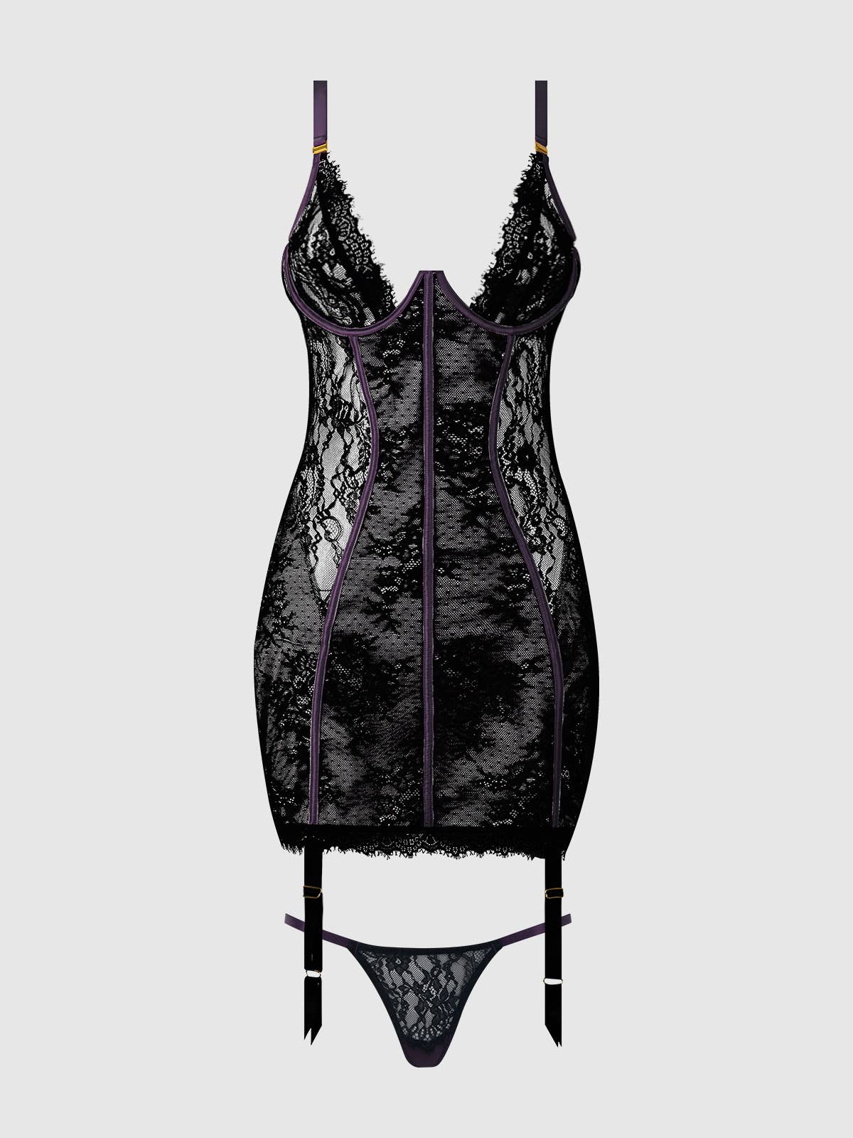 Jocelyn Lace & Satin Chemise Set