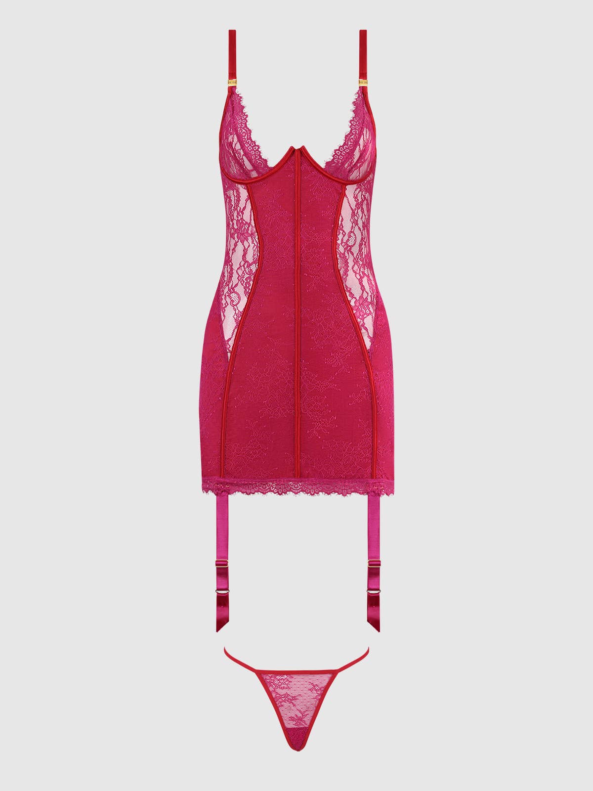 Jocelyn Lace & Satin Chemise Set